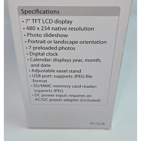 GPX 7" Digital Photo Frame TFT LCD Clock Calendar SD Card and USB with Box Guide - Picture 5 of 16